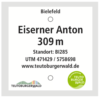 Das Bild zeigt das Layout der Standortplakette in der Urlaubsregion Teutoburger Wald