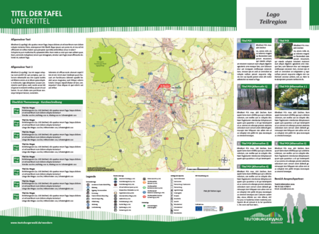 Das Bild zeigt die Vorlage einer Wander-Informationstafel in der Urlaubsregion Teutoburger Wald