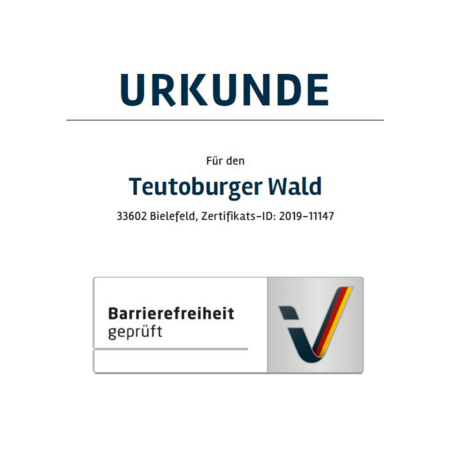 Urkunde Barrierefreiheit geprüft für die Urlaubsregion Teutoburger Wald
