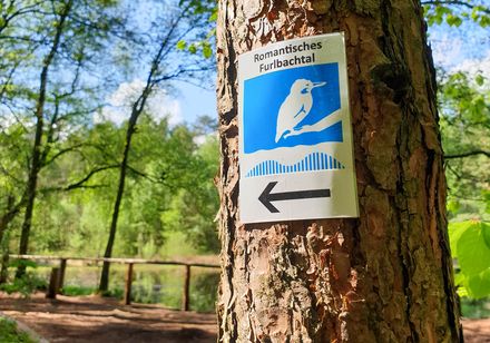 Furlbachtal mit Eisvogel-Wegezeichen in Schloß Holte-Stukenbrock