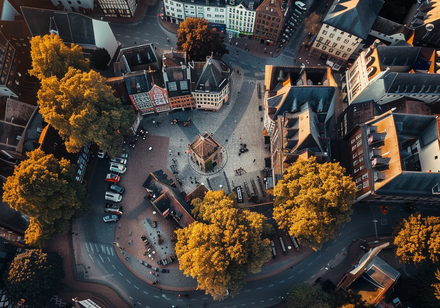 Luftaufnahme einer historischen Altstadt
